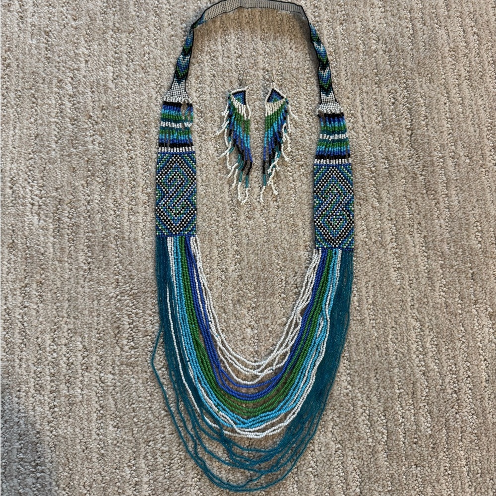 Multicolor Beaded Necklace and Earring Set